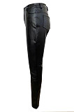 Black High Waist Skinny PU Leather Pencil Pants HPH168-280