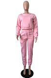 Grey Autumn Winter Long Sleeve Crop Tops Jogger Pants Plain Sport Suit WA77306-4