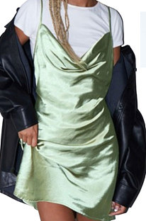 Light Green Condole Belt Sexy Backless Bodycon Mid Waist Mini Dress HQM009012-7