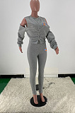 SUPER WHOLESALE|Blue Wholesale Women's Spliced Bandage Tops Pencil Pants Casual Plain Suit YM234-4