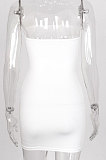 White Autumn Winter Women's Hollow Out Hip Strapless Off Shoulder Sleeveless Bodycon Mini Dress JSL542-1