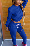 Blue Autumn Winter New Printed Long Sleeve Hoodie Jogger Pants Plain Suit WA77309-2