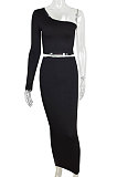 Free Shipping #1 Black Regular Sleeve Long Sleeve Pullover Bodycon Skirt Sets ZJH1409-3