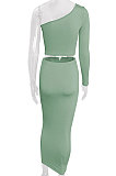 Pink Regular Sleeve Long Sleeve Pullover Bodycon Skirt Sets ZJH1409-2