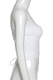 White Condole Belt Backless One Shoulder Club Bodycon Tops ZHH700-1
