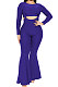 Purple Women's Solid Color High Elastic Condole Belt Flare Leg Pants Sets TL6626-1