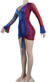 Red Sexy Euramerican Fashion V Collar High Waist Drawsting Camo Bodycon Mini Dress KA7217-1