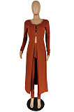 Caramel Color Personality Pure Color Cardigan Big Cape Skinny Pants Suits YYZ867-2