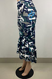 Autumn Winter Women's Camouflage Design Printed Slim Fitting Fishtail Skirts LS6480