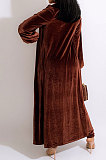 Euramerican Fashion Casual Strapless Jumpsuits Velvet Pure Color Coat Two Pieces CCY9433