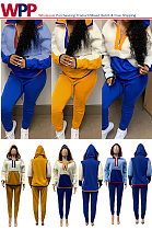 WPP#4 Mixed Batch&Free Shipping Color Block Half Zipper Hoodie Pants Set