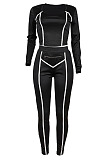 New Autumn Winter Casual Long Sleeve Square Neck Tops Skinny Pants Sport Suit MD457