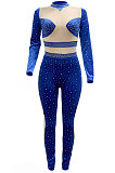 Fashion Casual Perspectivity Bling Bling Velvet Mid Waist Bodycon Jumpsuits CCY9466