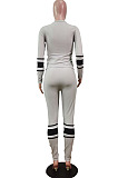 Simple Casual Knitting Stripe Spliced Long Sleeve Round Neck Tops Pencil Pants Fashion Suit WY6869 
