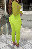 Fashion Sexy Hollow Out Contrast Color Long Sleeve Bodycon Pants Sets FFE205