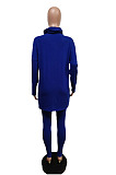 New Women's Cotton Blend Long Sleeve Ruffle Neck Irregularity Tops Bodycon Pants Plain Suit F88407