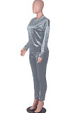 Euramerican Women's Long Sleeve Round Collar Casual Pants Sets FMM89
