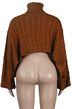 Autumn Solid Color Tippet High Collar Sweaters K070