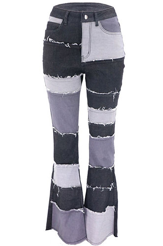 Winter Fashion Color Block High Waist Tight Flare Leg Pants YPFZ007