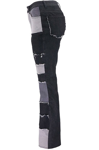 Winter Fashion Color Block High Waist Tight Flare Leg Pants YPFZ007