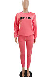 Women's Winter Letters Printing Pure Color Pullover Sport Pants Sets DY66302