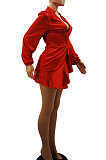 Euramerican Womens Sexy Collect Waist Long Sleeve Mini Dress QMX1025