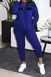 Women's Winter Letters Printing Pure Color Pullover Sport Pants Sets DY66302