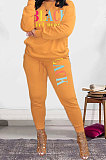 Euramerican Winter Letters Printing Solid Color Pullover Pants Sets DY66303