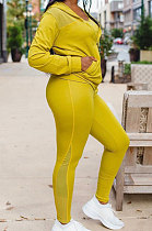 Women Solid Color Mesh Spaghetti Spliced Hooded Zipper Pants Sets AYQ8050