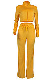 Autumn Winter Velvet Solid Color Zipper Casual Pants Sets BYQ3215