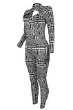 Euramerican Women Sexy Plaid Hollow Out Backless Bodycon Jumpsuits AL200
