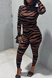 Fashion Sexy Leopard Mesh Spaghetti Bodycon Pants Sets ED1105