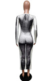 Wholesale New Design Printed Long Sleeve Round Neck Slim Fitting Dress F88405