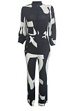 Women Cardigan Printing Tied Casual Jumpsuits LD8615