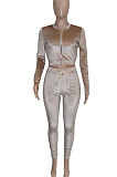 Autumn Winter Trendy Casual Velvet Zipper Coat Drawsting Pants Sets SN390241