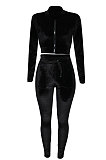 Autumn Winter Trendy Casual Velvet Zipper Coat Drawsting Pants Sets SN390241