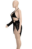 Women Sexy Sequins Backless One Shoulder Split Mini Dress With Underwear SN390199