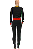 Women Fashion Casual Sport Contrast Color Spliced Pants Sets GLS10038