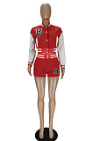 Jacket Baseball Uniform Letter Printed Sport Spliced Casual Two-Piece MN8393