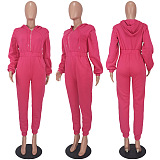 Women Casual Solid Color Thick Loose Mid Waist Casual Jumpsuits ED8558