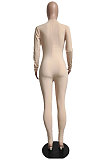 Fashion New Long Sleeve Front Hollow Out Solid Color Bodycon Jumpsuits LML286