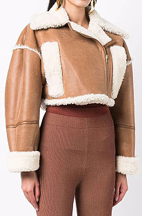 Casual Simplee Trendy Short Long Sleeve Zipper Irregular Keeo Warm Outerwear CJA865980