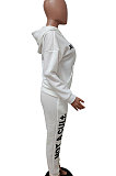 Winter Pure Color Letters Printing Hoodie Pants Sets LD9046