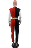 Casual New Baseball Uniform Spliced Long Sleeve Jacket Jogger Pants Suit OEP6316