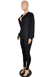 New Women Ribber Batwing Sleeve Deep V Neck Collect Waist High Elastic Bodycon Jumpsuits E8645