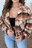 Euramerican Woolen Plaid Turn-Down Collar Single-Breasted Outerwear GL6532