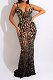Fashion Sexy Condole Belt Backless V Collar Sequins Hip Long Dress CCY9437