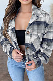 Euramerican Woolen Plaid Turn-Down Collar Single-Breasted Outerwear GL6532