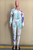 Casual At Home Tie Dye Long Sleeve Loose Tops Trousers Suit ORY5166