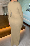 Fahion Sexy High Quality Ribber Long Sleeve V Neck Slim Fitting Dress LYY9322
